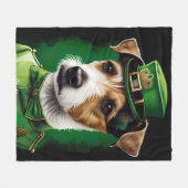 Jack Russell Dog in St. Patrick's Day Dress Fleece Deken (Voorkant (Horizontaal))