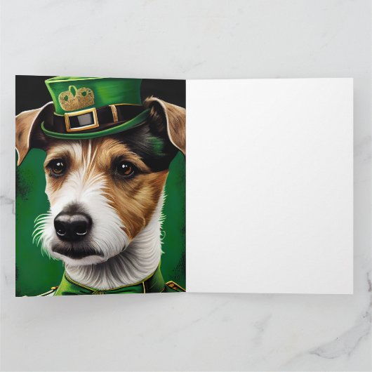 Jack Russell Dog in St. Patrick's Day Dress Kaart (Binnen)