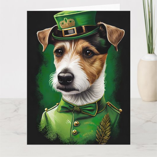 Jack Russell Dog in St. Patrick's Day Dress Kaart (Voorkant)