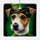 Jack Russell Dog in St. Patrick's Day Dress Keramisch Ornament (Achterkant)