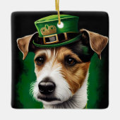 Jack Russell Dog in St. Patrick's Day Dress Keramisch Ornament (Voorkant)