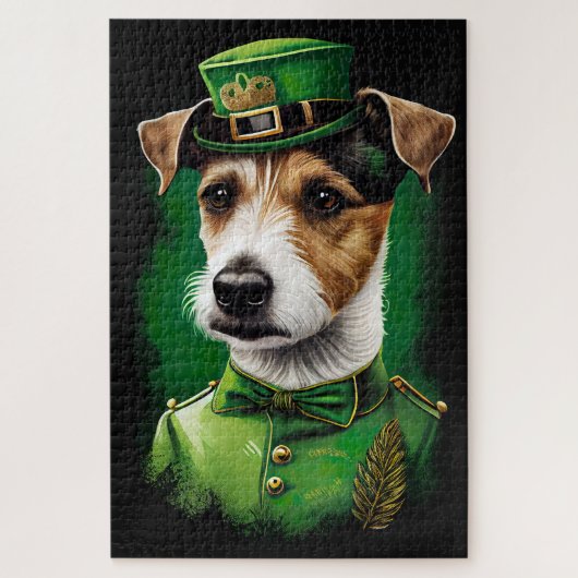 Jack Russell Dog in St. Patrick's Day Dress Legpuzzel (Verticaal)