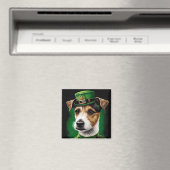 Jack Russell Dog in St. Patrick's Day Dress Magneet (Insitu (Vaatwasser))