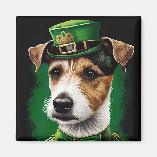 Jack Russell Dog in St. Patrick's Day Dress Magneet (Voorkant)