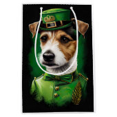 Jack Russell Dog in St. Patrick's Day Dress Medium Cadeauzakje (Voorkant)