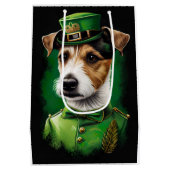 Jack Russell Dog in St. Patrick's Day Dress Medium Cadeauzakje (Achterkant)