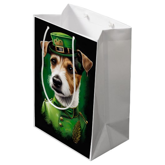 Jack Russell Dog in St. Patrick's Day Dress Medium Cadeauzakje (Achterkant Gekanteld)