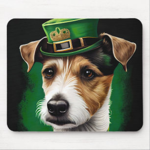 Jack Russell Dog in St. Patrick's Day Dress Muismat