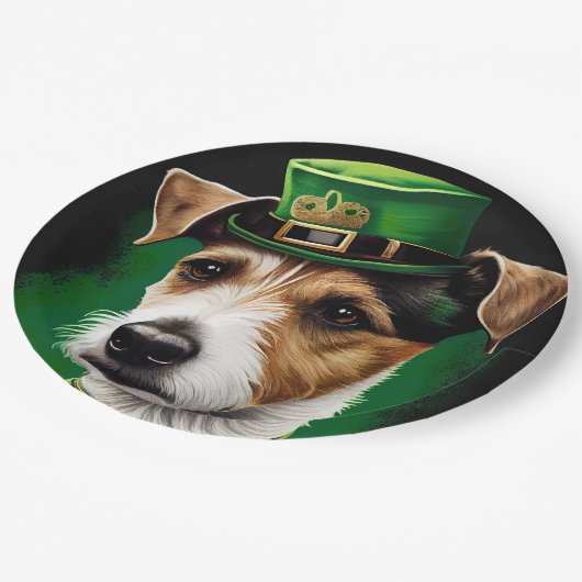 Jack Russell Dog in St. Patrick's Day Dress Papieren Bordje (Gekanteld)
