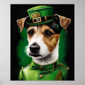 Jack Russell Dog in St. Patrick's Day Dress Poster (Voorkant)