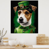 Jack Russell Dog in St. Patrick's Day Dress Poster (Keuken)