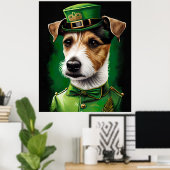 Jack Russell Dog in St. Patrick's Day Dress Poster (Thuiskantoor)