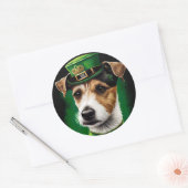 Jack Russell Dog in St. Patrick's Day Dress Ronde Sticker (Envelop)