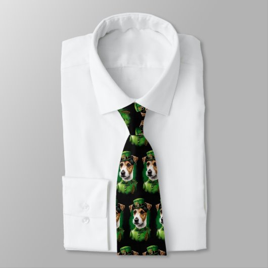 Jack Russell Dog in St. Patrick's Day Dress Stropdas (Gebonden)