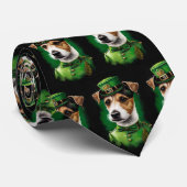 Jack Russell Dog in St. Patrick's Day Dress Stropdas (Opgerold)