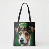Jack Russell Dog in St. Patrick's Day Dress Tote Bag (Voorkant)