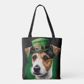 Jack Russell Dog in St. Patrick's Day Dress Tote Bag (Achterkant)