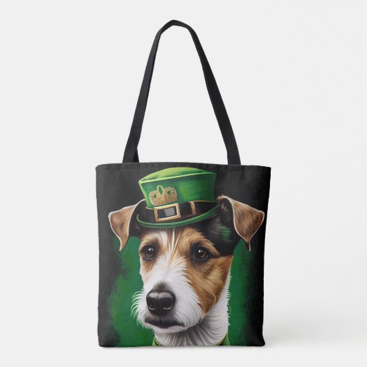 Jack Russell Dog in St. Patrick's Day Dress Tote Bag (Achterkant)