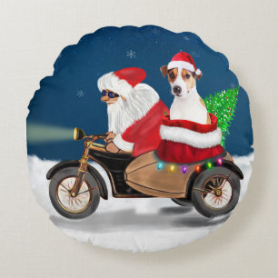 Jack Russell Dog kerstkerstman Rond Kussen