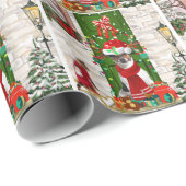 Jack Russell Dog Kerstmis Cadeaupapier (Rol Hoek)