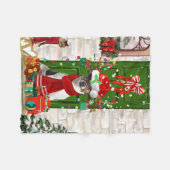 Jack Russell Dog Kerstmis Fleece Deken (Voorkant (Horizontaal))