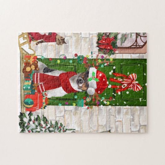 Jack Russell Dog Kerstmis Legpuzzel (Horizontaal)