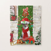 Jack Russell Dog Kerstmis Legpuzzel (Verticaal)
