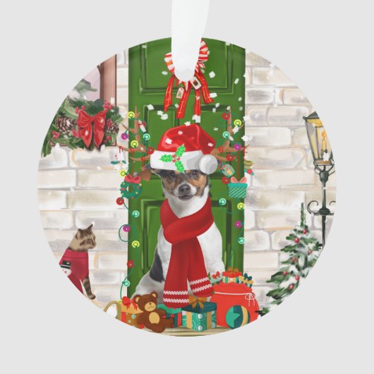 Jack Russell Dog Kerstmis Ornament (voorkant)