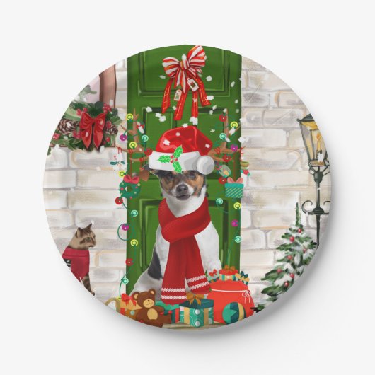 Jack Russell Dog Kerstmis Papieren Bordje (Voorkant)