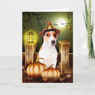 Jack Russell Dog Met Heks Pet Halloween Gift Ide Kaart