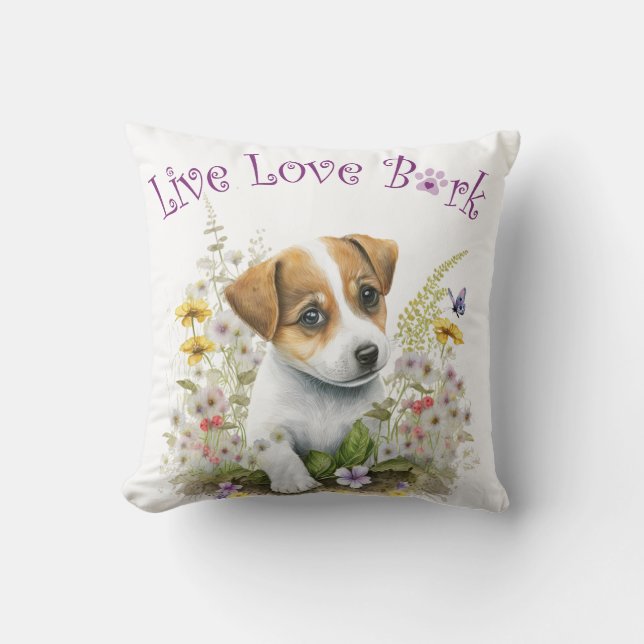 Jack Russell Dog Mom Floral Kussen (Voorkant)