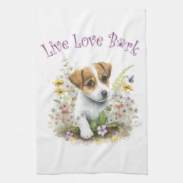Jack Russell Dog Mom Floral Theedoek
