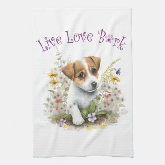 Jack Russell Dog Mom Floral Theedoek (Verticaal)