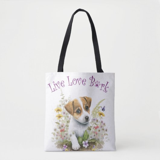 Jack Russell Dog Mom Floral Tote Bag (Voorkant)
