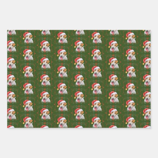 Jack Russell Dog Pattern Christmas Inpakpapier Vel (Voorkant 3)