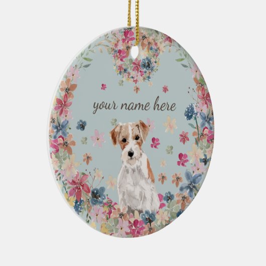 Jack Russell Dog Puppy Flower Circle lijst Keramisch Ornament (Rechts)