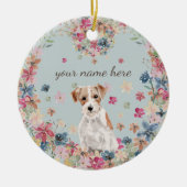 Jack Russell Dog Puppy Flower Circle lijst Keramisch Ornament (Voorkant)