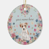Jack Russell Dog Puppy Flower Circle lijst Keramisch Ornament (Links)