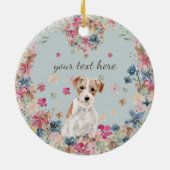 Jack Russell Dog Puppy Flower Circle lijst Keramisch Ornament (Achterkant)