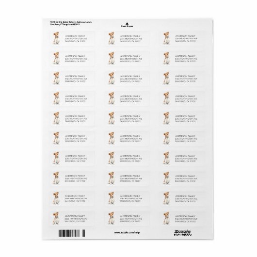 Jack Russell Dog Return Label (Full Sheet)