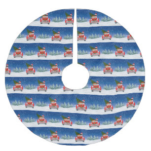 Jack Russell Dog rijdt met sneeuwkerst Kerstboom Rok