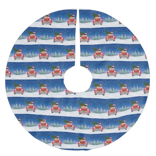 Jack Russell Dog rijdt met sneeuwkerst Kerstboom Rok (Voorkant)