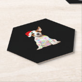 Jack Russell dog Santa Christmas Tree Lights Xmas  Kartonnen Onderzetters (Schuin)