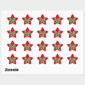 Jack Russell Dog Silhouette Green Bow Kerstmis Ster Sticker (Vel)
