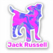 Jack Russell Dog Silhouette Hot Pink & Blue Sticker (Voorkant)