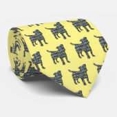 Jack Russell Dog Silhouette Yellow & Blue Yellow Stropdas (Opgerold)