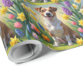 Jack Russell Dog Spring Bloemen Schilderen Cadeaupapier (Rol Hoek)