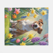 Jack Russell Dog Spring Bloemen Schilderen Fleece Deken (Voorkant (Horizontaal))