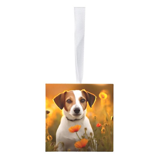 Jack Russell Dog Twee foto kerstvakantie Decoratie (Rechts)