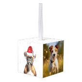 Jack Russell Dog Twee foto kerstvakantie Decoratie (Achter hoekig)